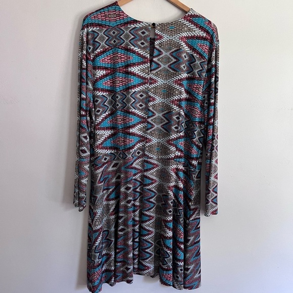 Misa Los Angeles Snake Print Prism Slinky Swing Long Sleeve Dress Plus Size 1X - Picture 6 of 7